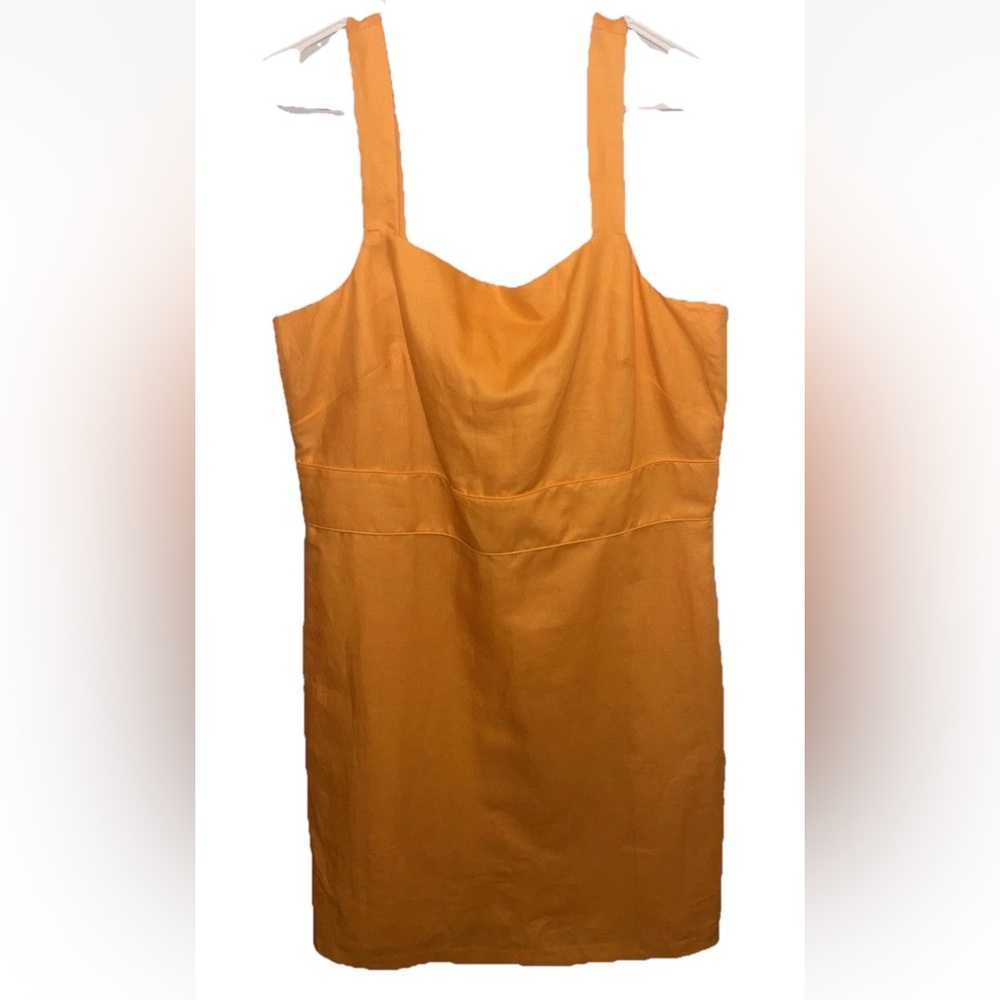 Ann Taylor Orange Square Neck Linen Zip Lined Tank Sheath Dress Size 16 NWT